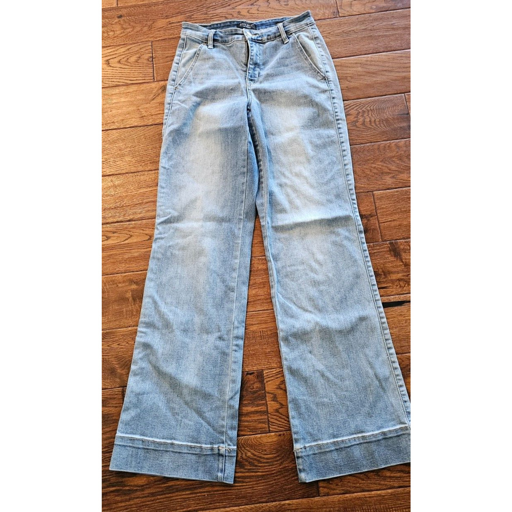 Judy Blue Jeans Womens 7/28 Blue Denim Wide Leg Light Wash Boho High Rise TALL